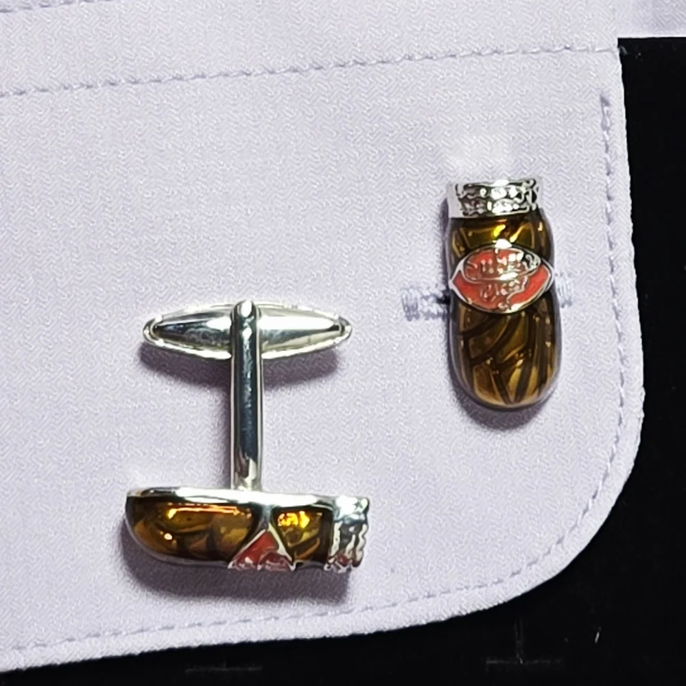 Brown Cuban Cigar Men’s Novelty French Cufflinks Silver Plated Bullet Back Gift